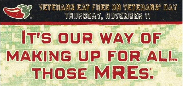 Free Dinners On Veterans Day
 Chili’s Restaurant Honor Veterans And Active Duty Military