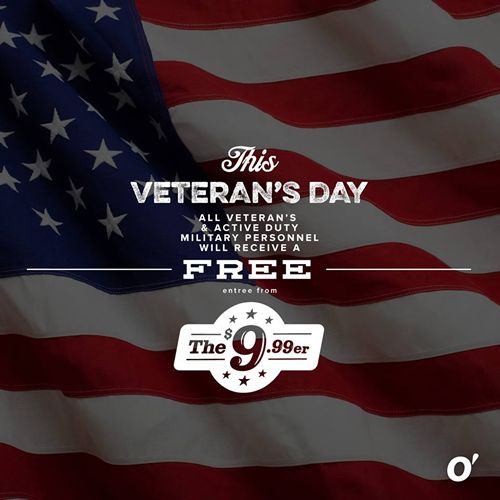 Free Dinners On Veterans Day
 O Charley s fering Free Meals to Military on Veterans