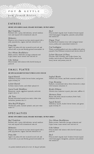 French Dinner Menu
 French Dinner Menu