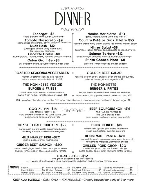 French Dinner Menu
 French Restaurant Dinner Menu