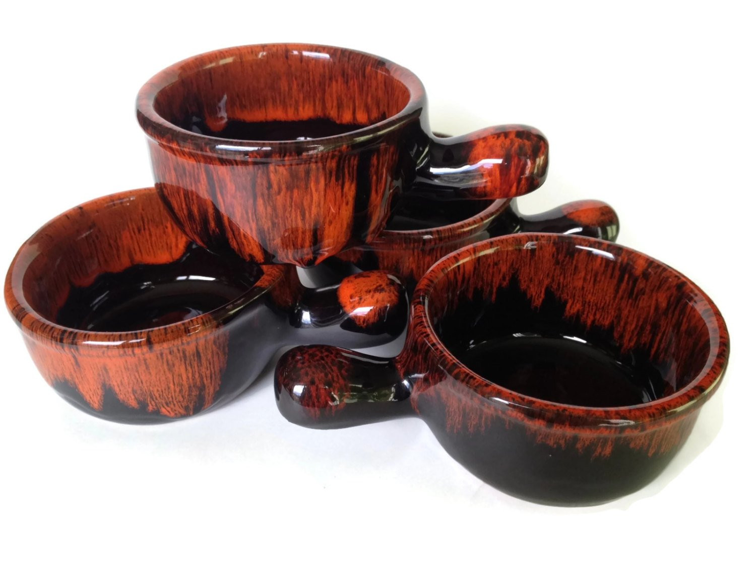 French Onion Soup Bowls
 French ion Soup Bowls Drip Glaze Pottery Crocks Evangeline