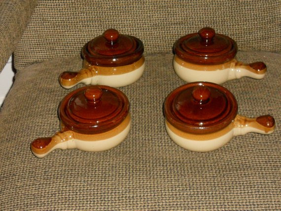 French Onion Soup Bowls
 Stoneware French ion Soup Bowls Crocks With Lids Set of 4