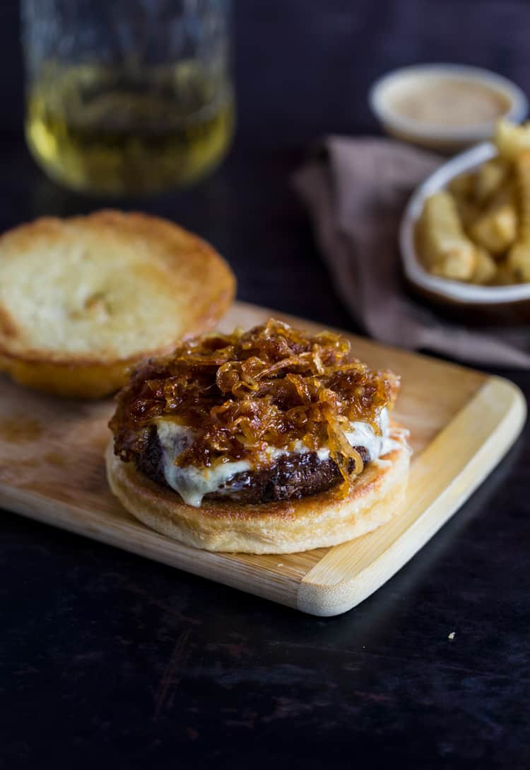 French Onion Soup Burger
 French ion Burgers The Cozy Cook