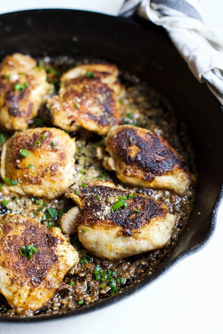 Garlic Chicken Thighs
 Skillet Garlic Parmesan Chicken Thighs