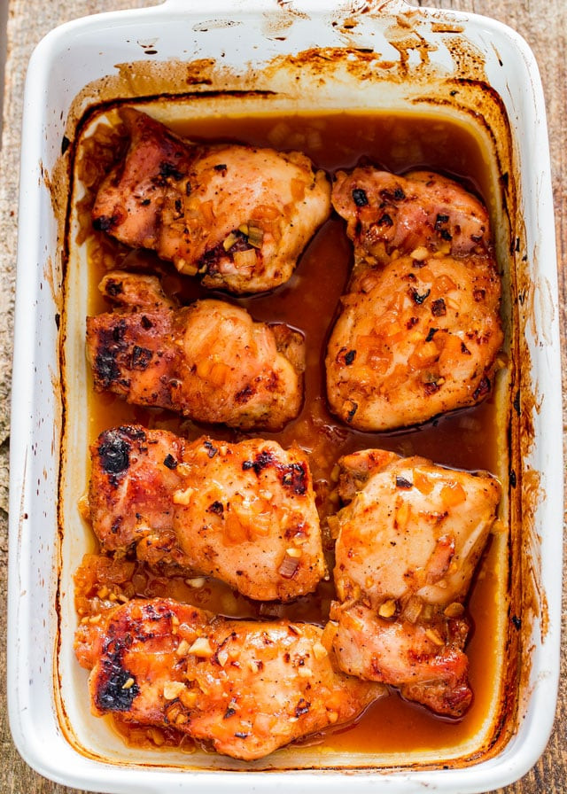 Garlic Chicken Thighs
 Spicy Honey Garlic Chicken Thighs with Rice and Broccolini