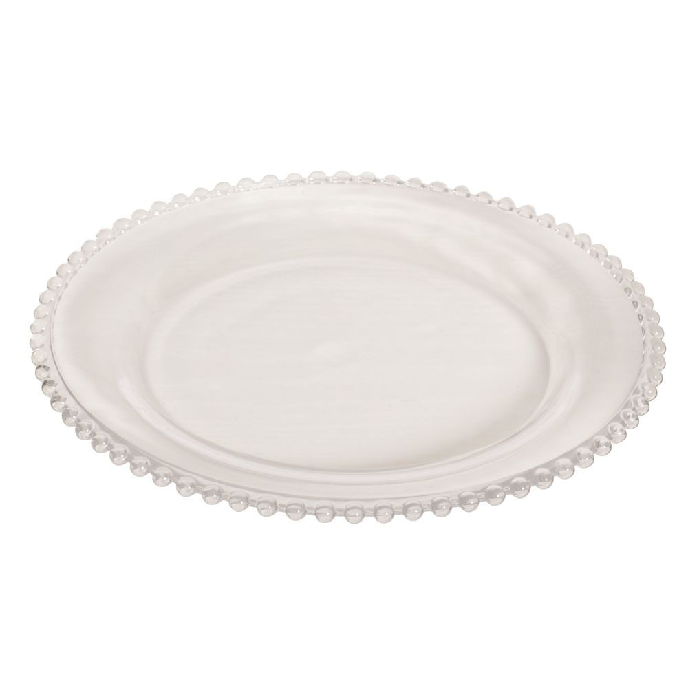 Glass Dinner Plates
 Bella Perle Clear Beaded Glass Dinner Plate