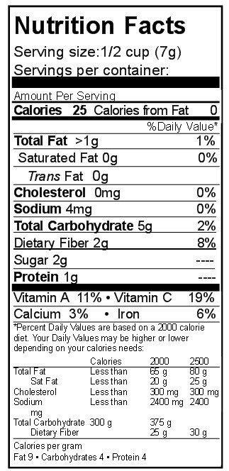 Green Bean Nutrition Facts
 Van Drunen Farms Freeze Dried Green Beans 1 8 oz 2 5 can