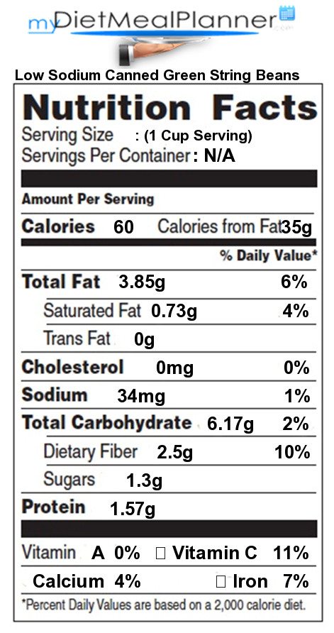 Green Bean Nutrition Facts
 Nutrition facts Label Beans & Legumes 5