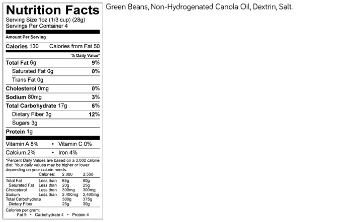 Green Bean Nutrition Facts
 Garden Chips™ Green Bean Snacks Truly Good Foods