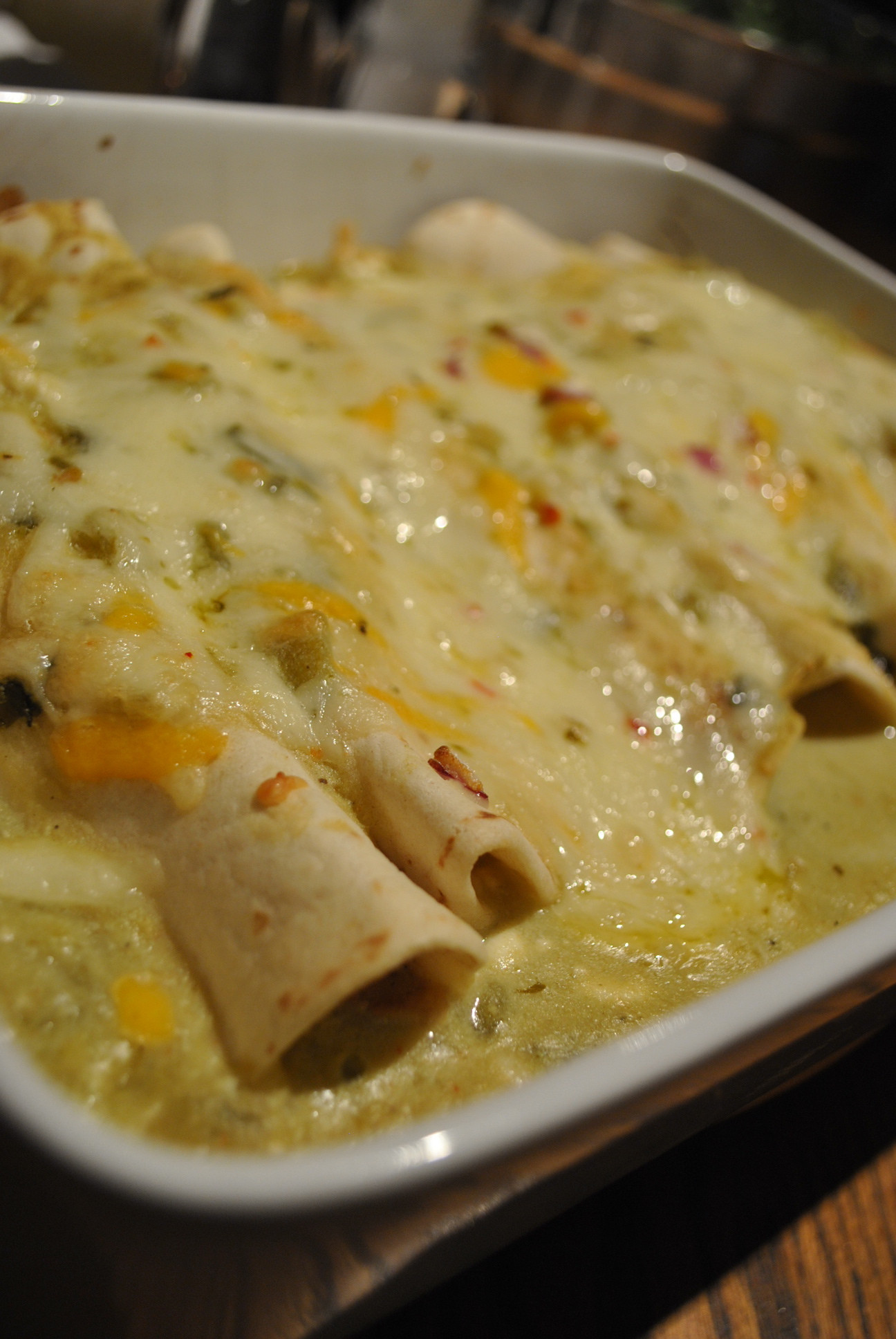 Green Chili Chicken Enchiladas
 Cooking for Eight recipe green chile chicken enchiladas