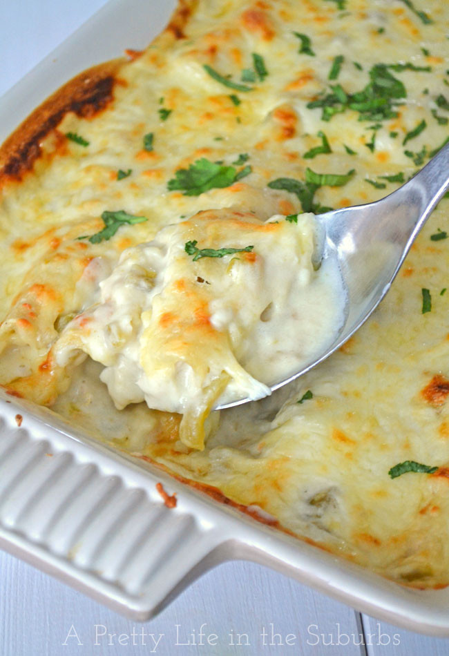 Green Chili Chicken Enchiladas
 Creamy Chicken & Green Chili Enchiladas A Pretty Life In