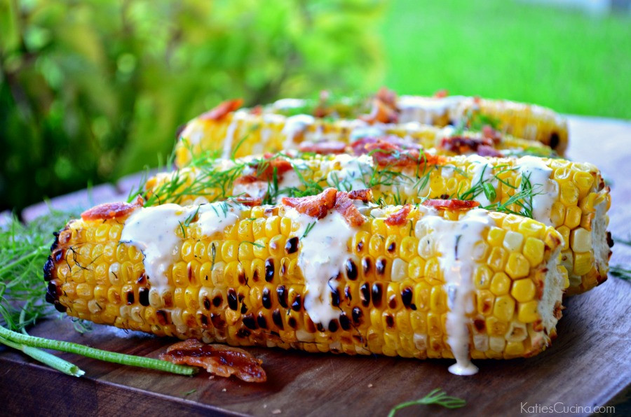 Grilled Corn On The Cob Recipe
 Bacon Ranch and Dill Grilled Corn on the Cob