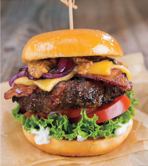 Grilled Onion Cheddar Burger
 Bacon Cheddar & Grilled ion Topped Burgers