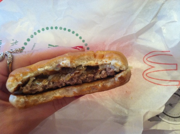 Grilled Onion Cheddar Burger
 TO STAY OR TO GO A Secret About McDonald s Grilled ion