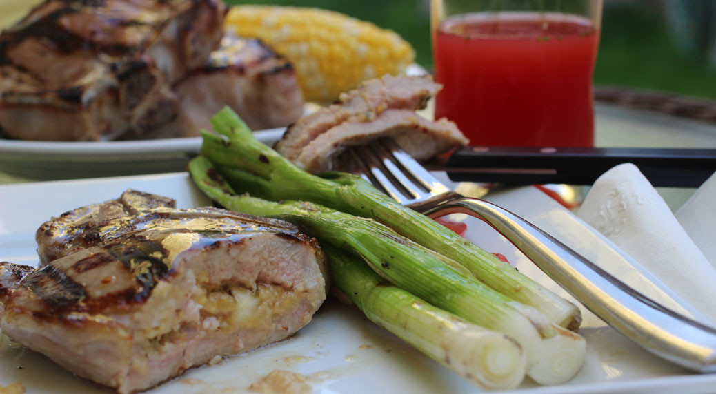 Grilled Stuffed Pork Chops
 Grilled Pork Chops Stuffed with Cornbread Apple and