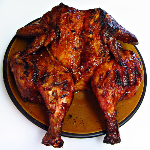 Grilling Whole Chicken
 Grilled Butterflied Whole Chicken with Barbecue Sauce