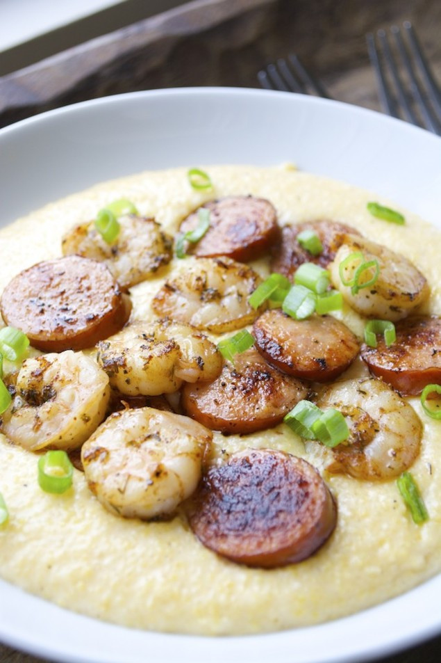 Grits And Shrimp
 shrimp and grits with andouille sausage