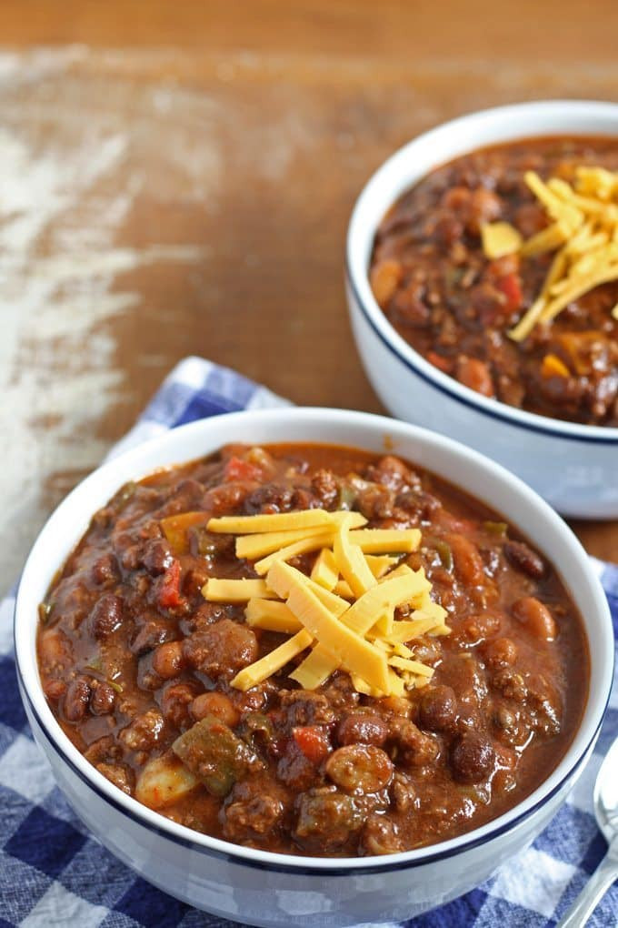 Ground Beef Chili Recipes
 Slow Cooker Ground Beef and Chorizo Chili