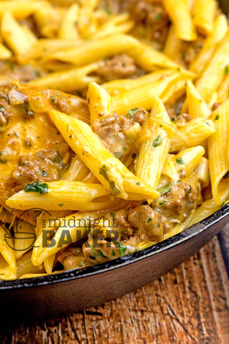 Ground Beef Spaghetti
 Cheesy Ground Beef Pasta Skillet The Midnight Baker