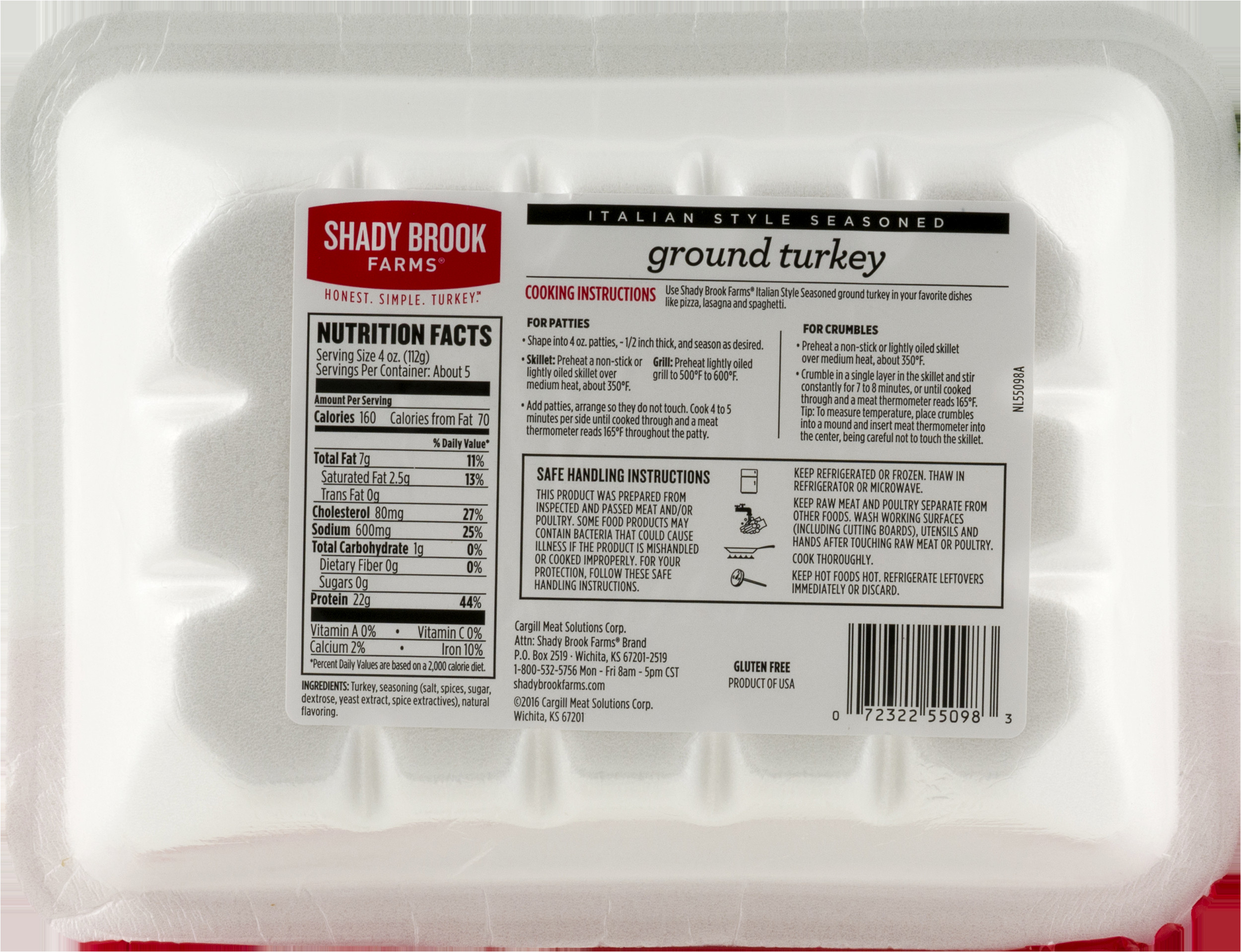 Ground Turkey Calories
 Shady Brook Farms 93 7 Ground Turkey Nutrition Facts