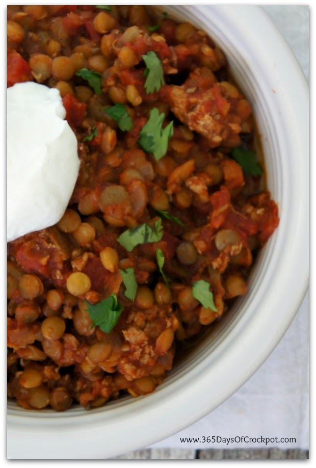 Ground Turkey Chili Recipe
 Slow Cooker Healthy Turkey Lentil Chili 365 Days of Slow