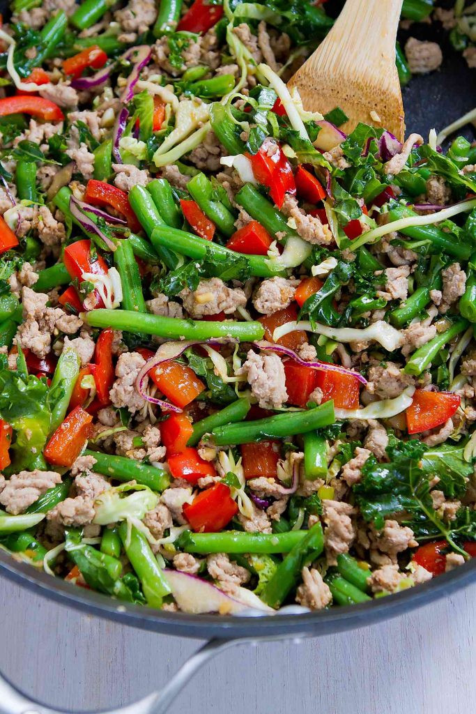 Ground Turkey Stir Fry
 Ground Turkey Stir Fry with Greens Beans & Kale 20