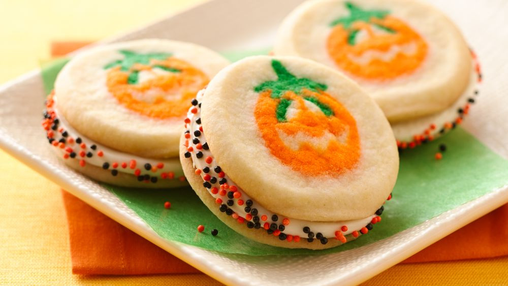 Halloween Cookies Recipe
 Playful Pumpkin Sandwich Cookies recipe from Pillsbury