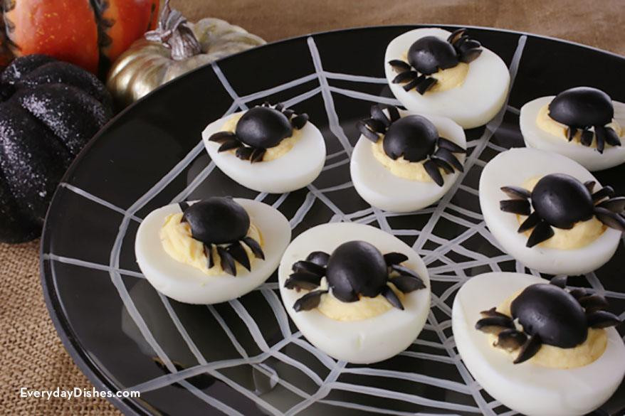 Halloween Deviled Eggs
 spider halloween deviled eggs recipe — Everyday Dishes & DIY