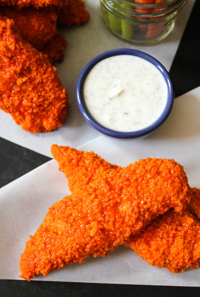 Healthy Baked Chicken Tenders
 The Dude Diet Buffalo Chicken "Fingie" Edition
