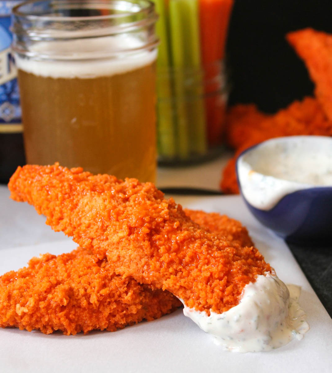 Healthy Baked Chicken Tenders
 The Dude Diet Buffalo Chicken "Fingie" Edition