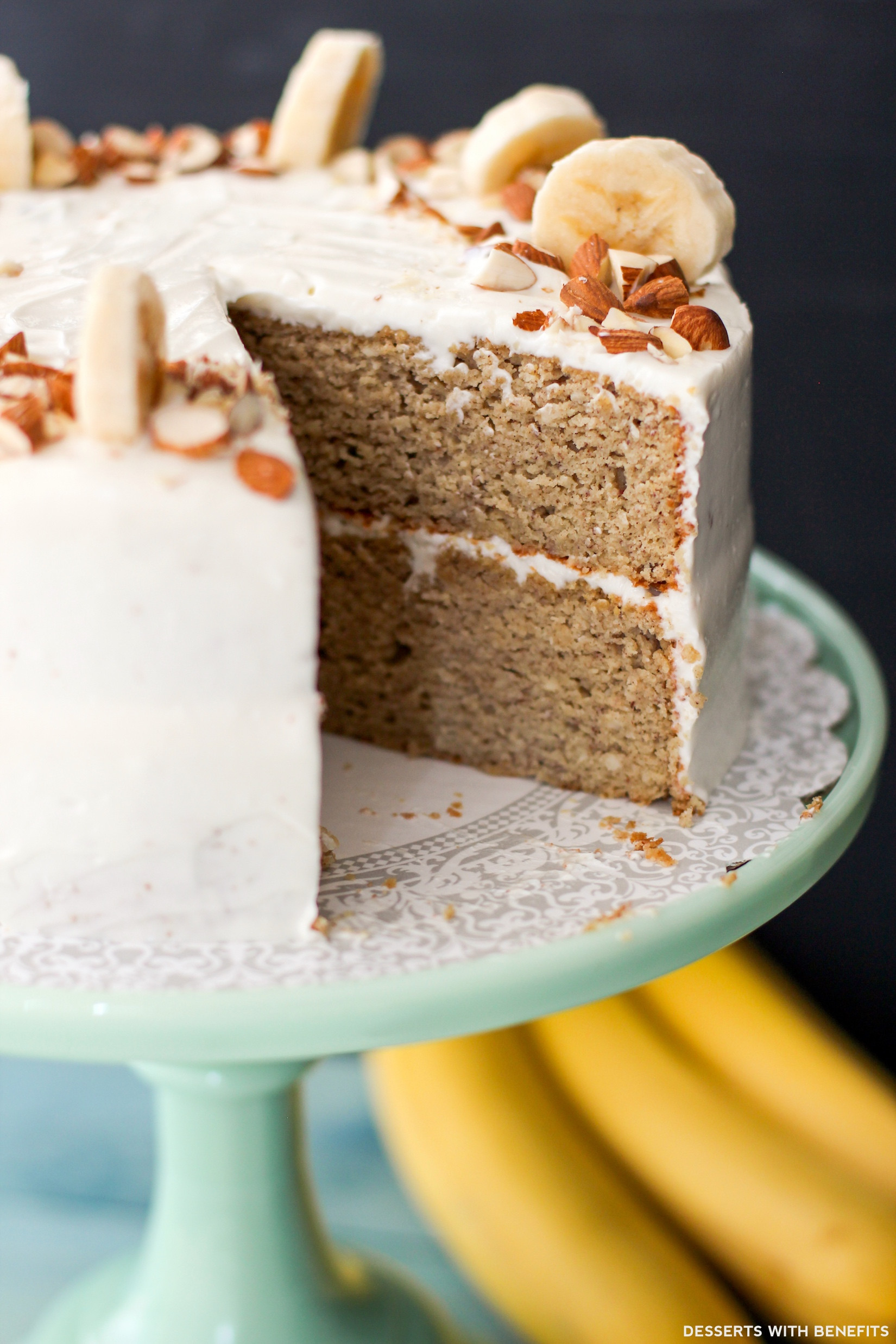 Healthy Banana Desserts
 Healthy Banana Cake with Cream Cheese Frosting