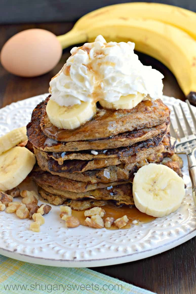 Healthy Banana Pancakes
 Healthy Banana Nut Pancakes Shugary Sweets