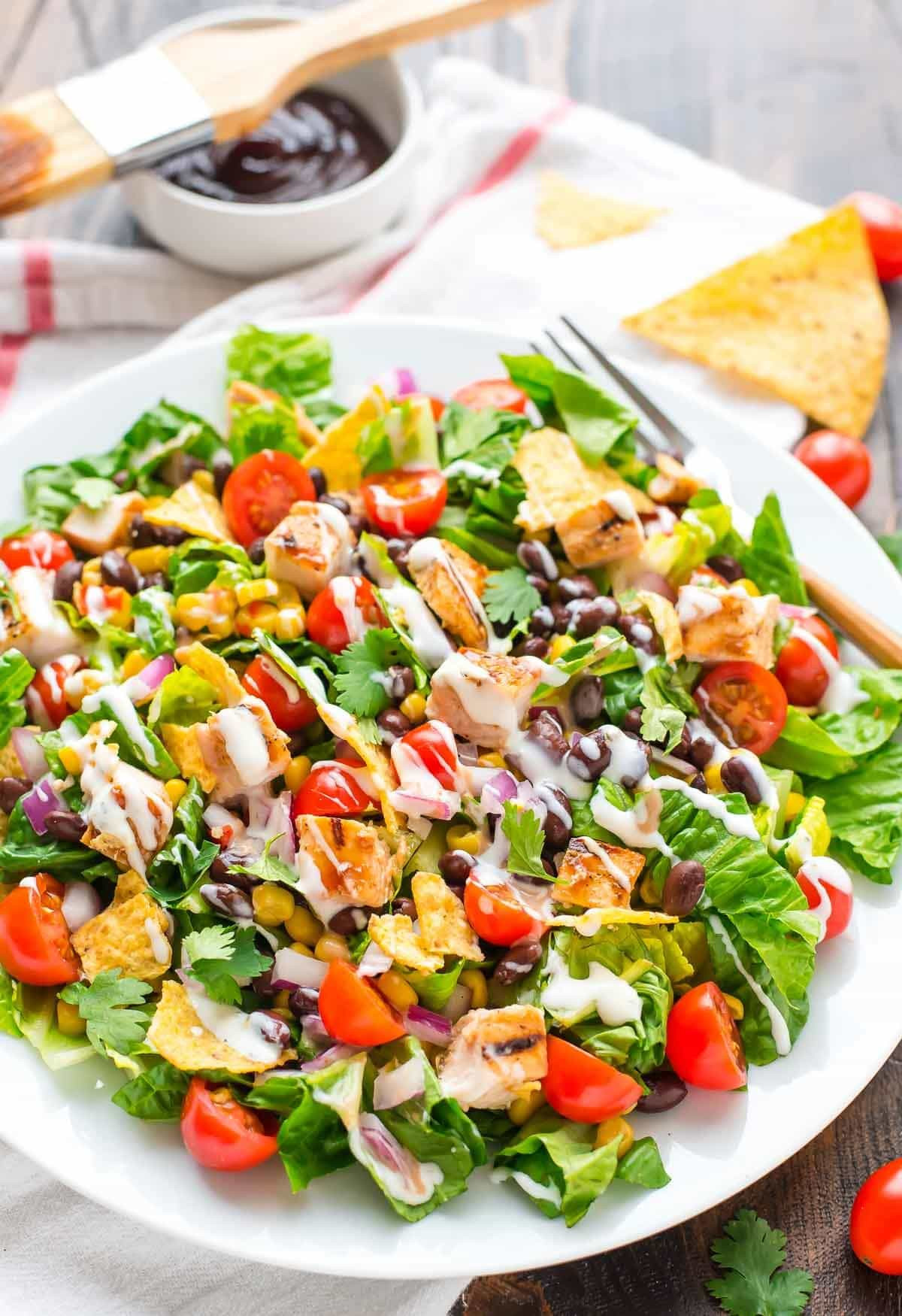 Healthy Chicken Salad Recipe
 BBQ Chicken Salad with Creamy Ranch