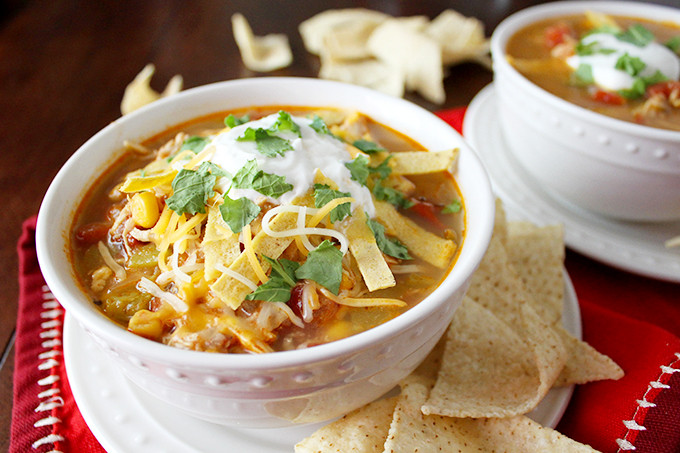 Healthy Chicken Tortilla Soup
 Crockpot Chicken Tortilla Soup