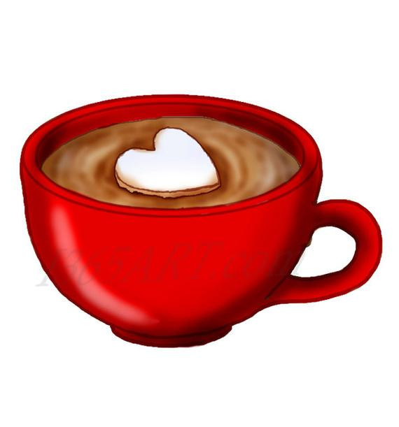 Hot Chocolate Clipart
 Red Hot Cocoa Cup With Heart Marshmallow Digital Graphic