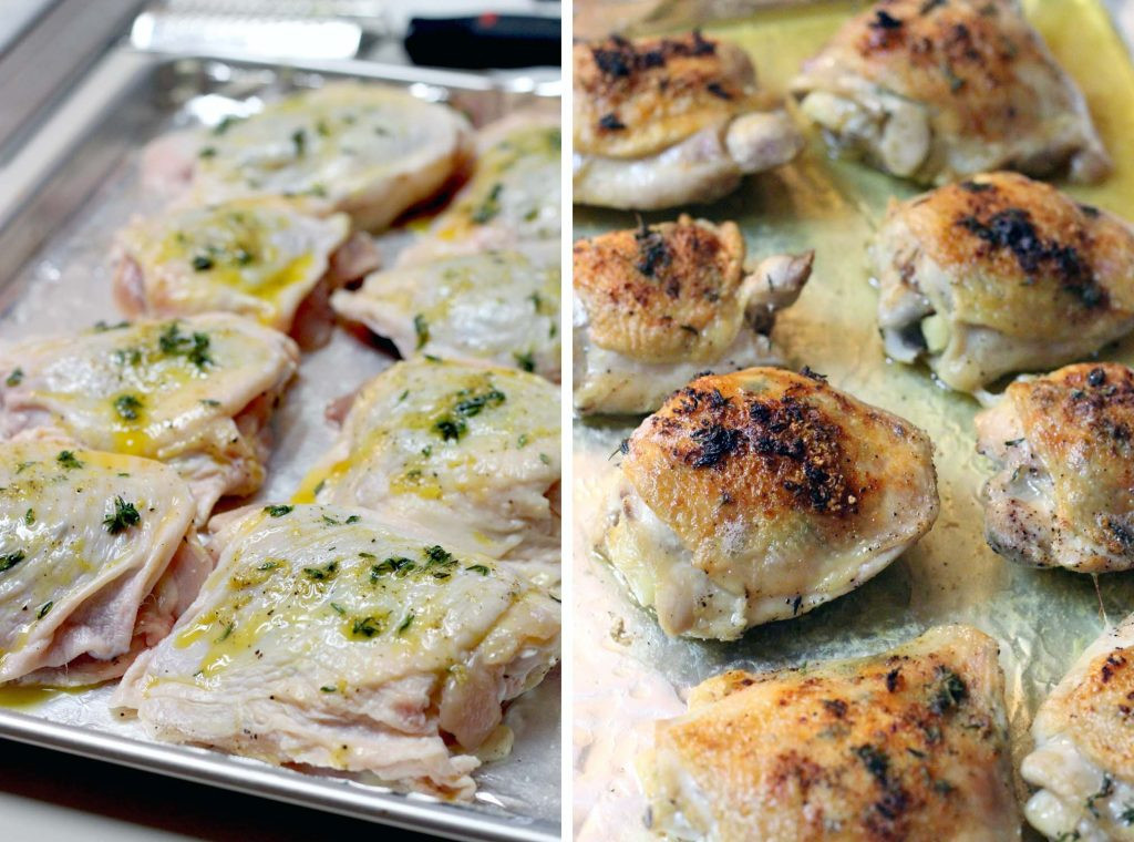 How Long To Bake Bone In Chicken Thighs
 Crispy Oven Roasted Chicken Thighs with Lemon Butter and