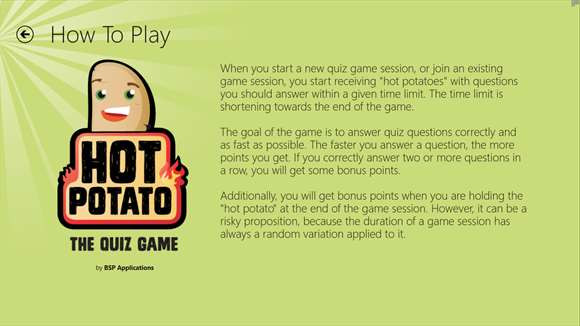 How To Play Hot Potato
 Hot Potato The Quiz Game for Windows 10 free