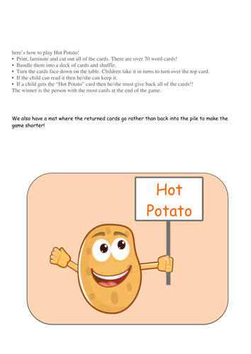 How To Play Hot Potato
 Year 1 Phonics Game by UK Teaching Resources TES