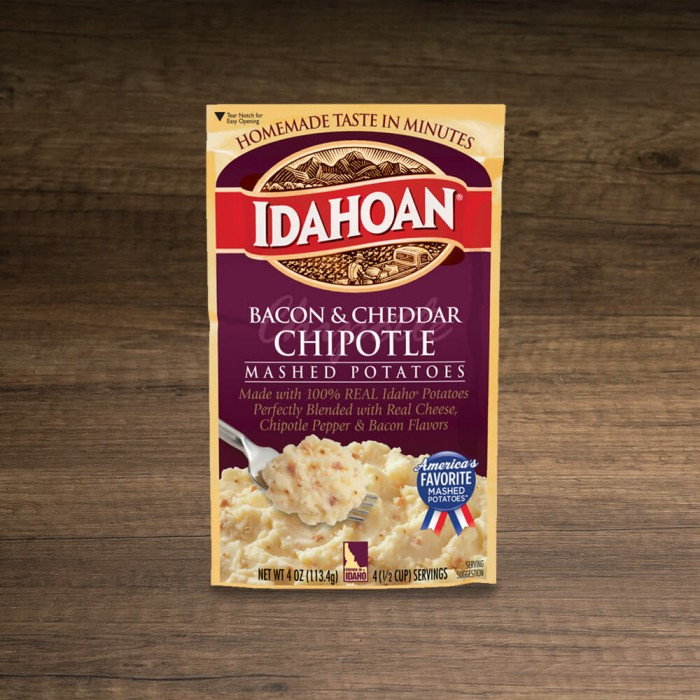 Idahoan Instant Mashed Potatoes
 Idahoan Bacon & Cheddar Chipotle Mashed Potatoes