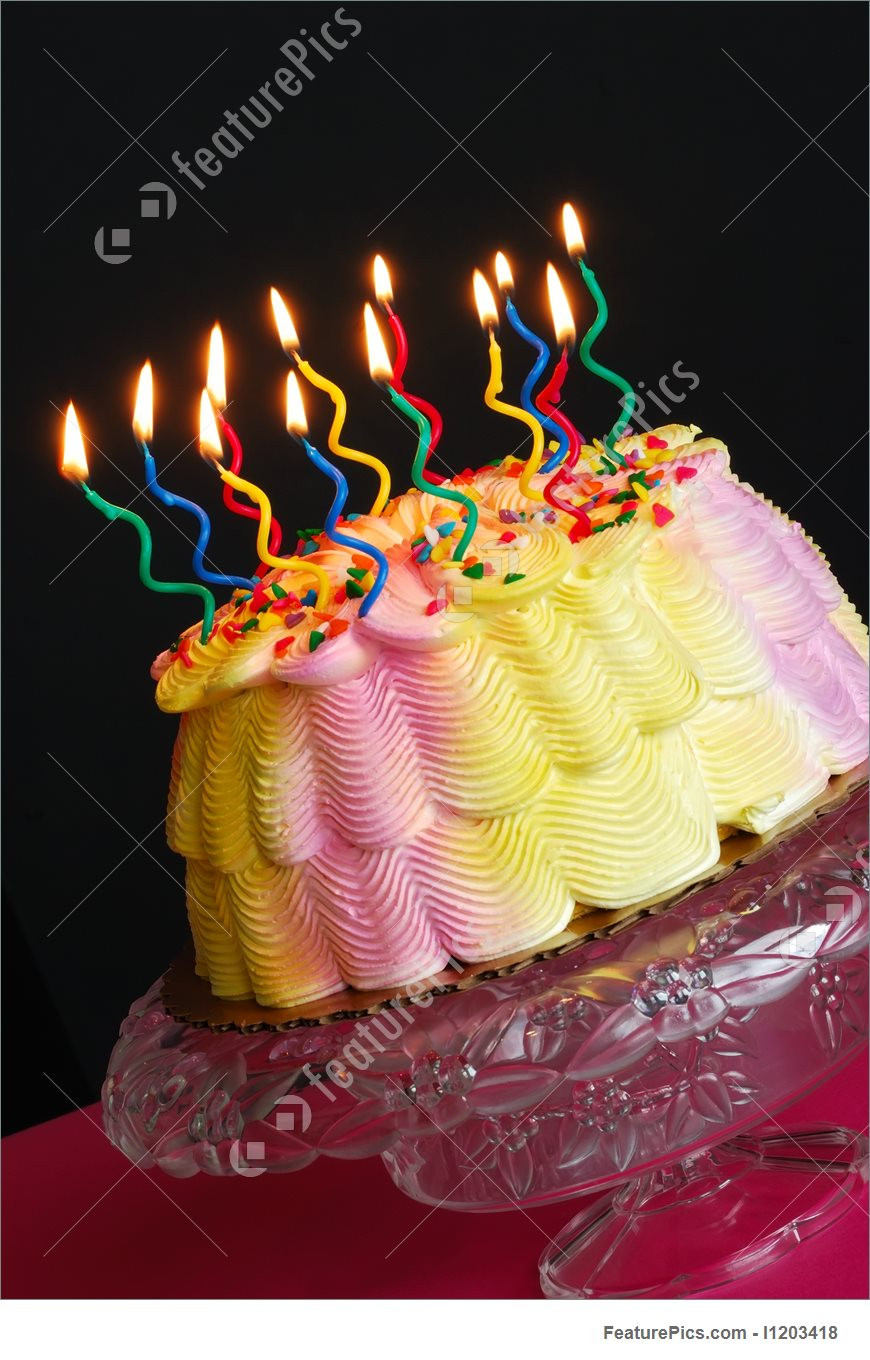 Image Birthday Cake
 Birthday Cake With Lighted Candles Stock Picture I