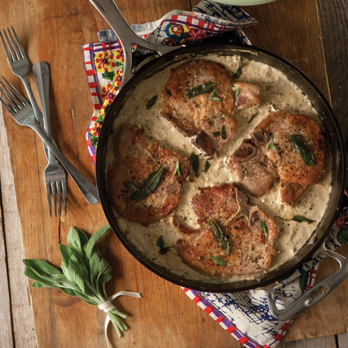 Iron Skillet Pork Chops
 Skillet Pork Chops with Brown Butter Gravy and Sage