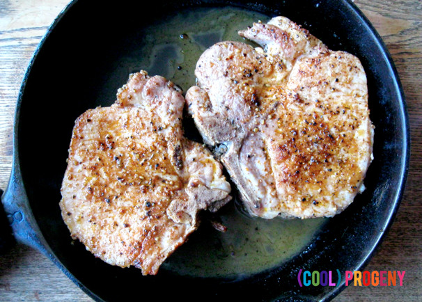 Iron Skillet Pork Chops
 superhero dinner cast "iron man" skillet pork chops