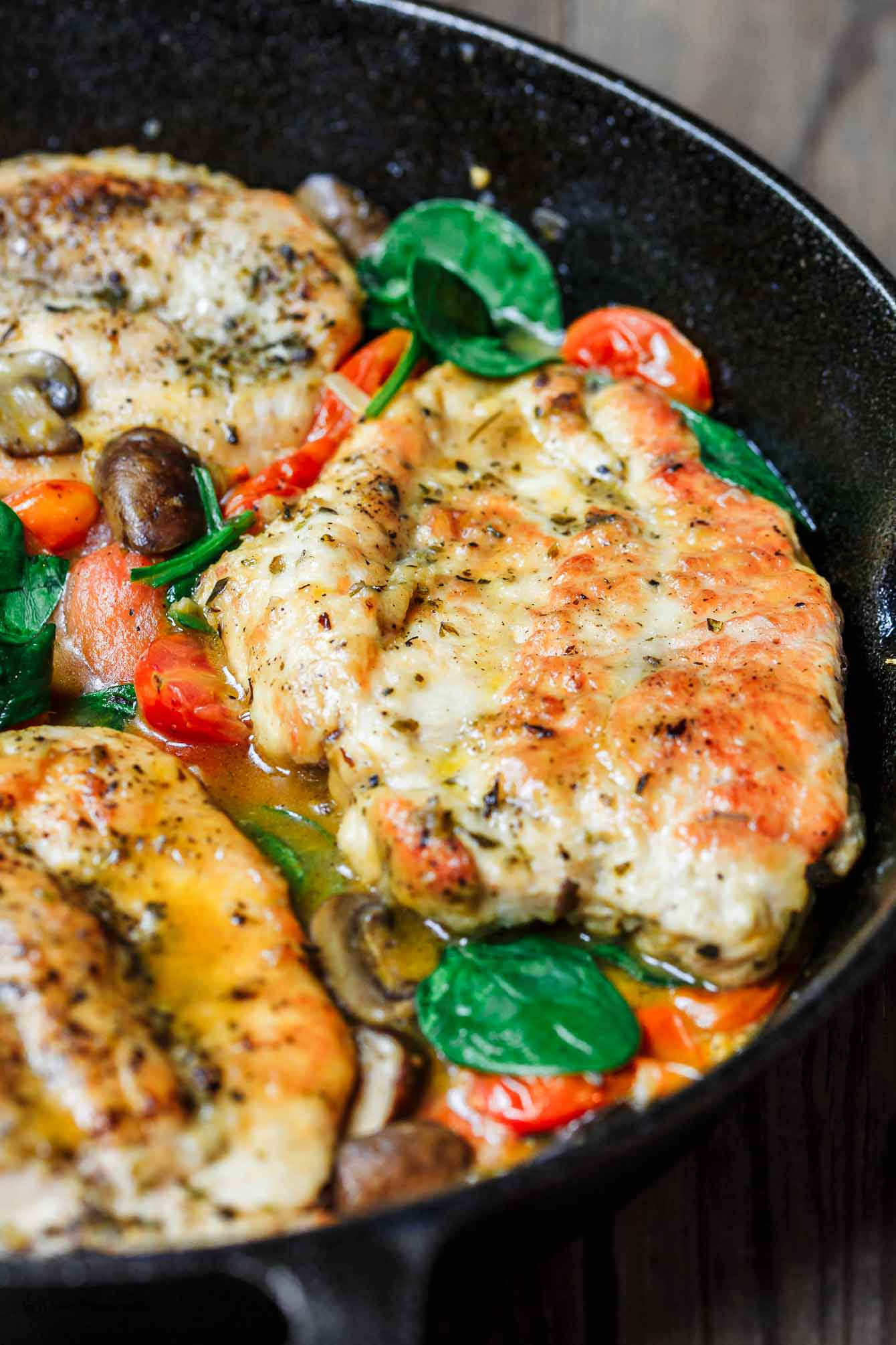 Italian Chicken Breast Recipes
 Italian Skillet Chicken with Tomatoes and Mushrooms
