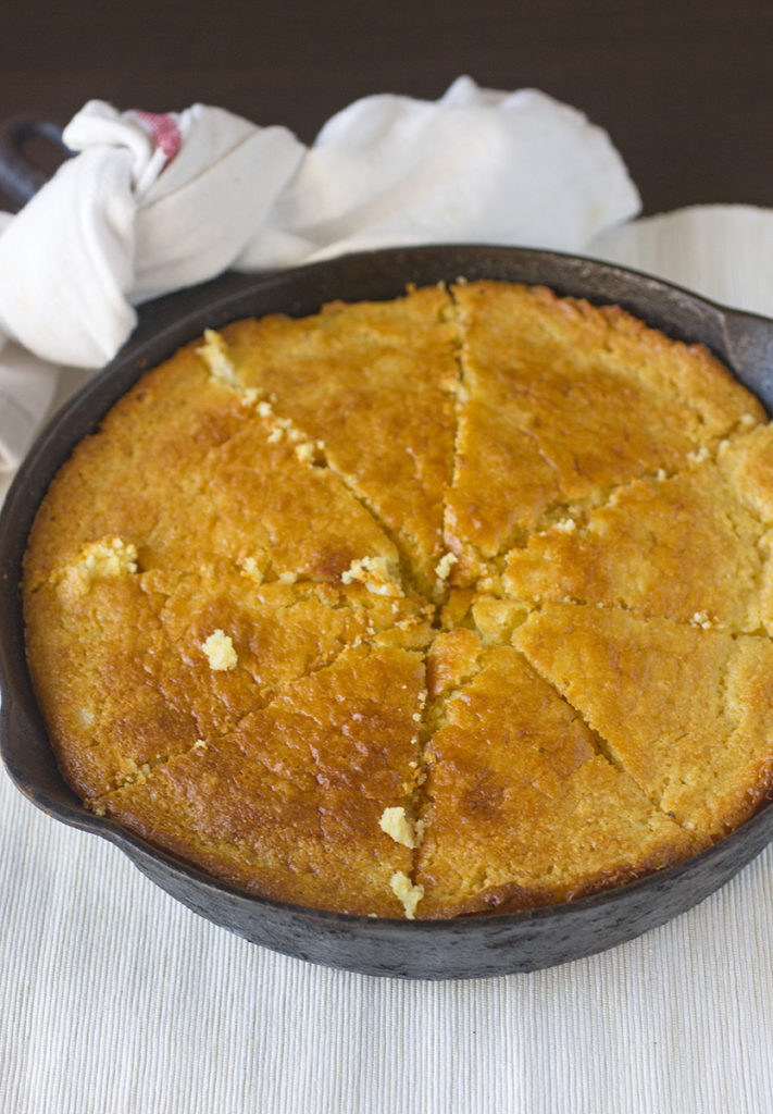 Jiffy Cornbread With Creamed Corn
 jiffy cornbread with creamed corn in cast iron skillet