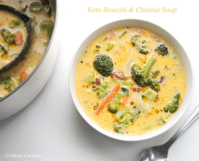 Keto Broccoli Cheddar Soup
 Cooking Creation Keto Cheddar & Broccoli Soup