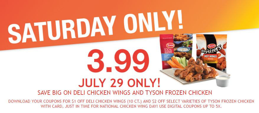 Kroger Chicken Wings
 Kroger Tyson Chicken and Deli Chicken Wings ly $3 99