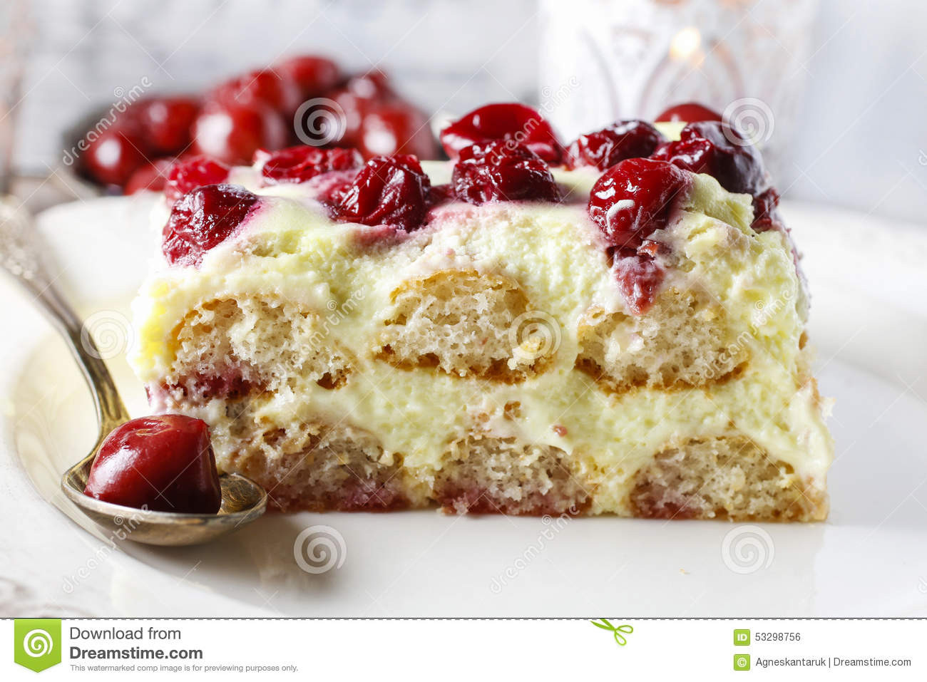 Lady Finger Desserts
 Cherry Cake With Lady Finger Biscuits Stock Image