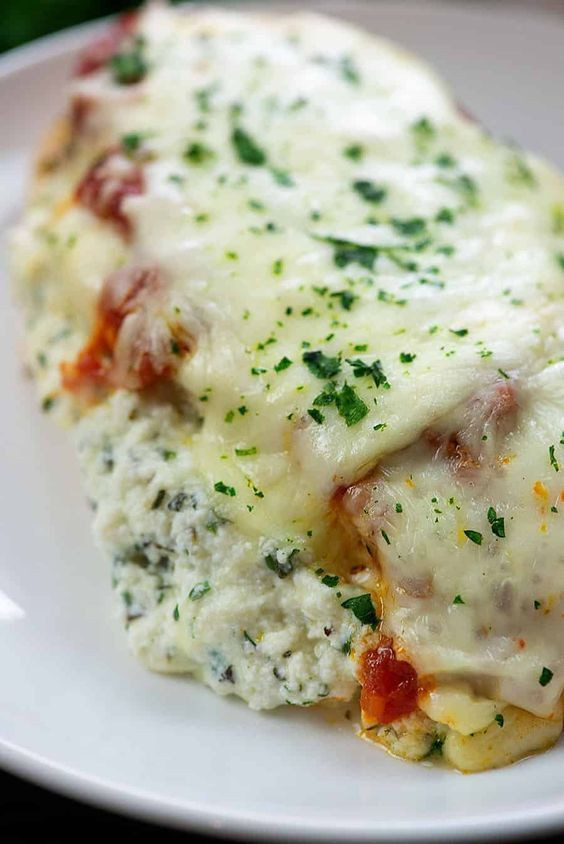 Lasagna Stuffed Chicken
 Lasagna stuffed chicken it s low carb keto friendly