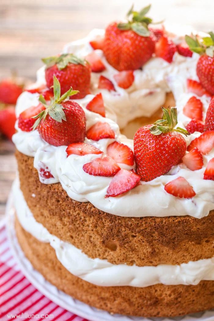 Layered Strawberry Angel Food Cake Dessert
 Strawberries and Cream Angel Food Cake Breakfast