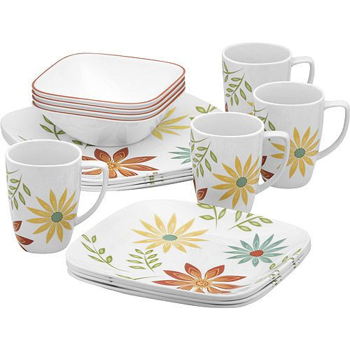 Light Weight Dinner Ware
 Corelle Squares Happy Days 16 Piece Dinnerware Set